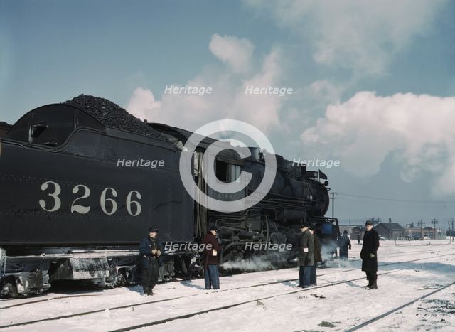 Santa Fe RR freight train about to leave for the West Coast from Corwith yard, Chicago, Ill., 1943. Creator: Jack Delano.