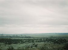 Santa Fe R.R. freight train rounding a curve between Ash Fork and Gleed, Arizona, 1943. Creator: Jack Delano