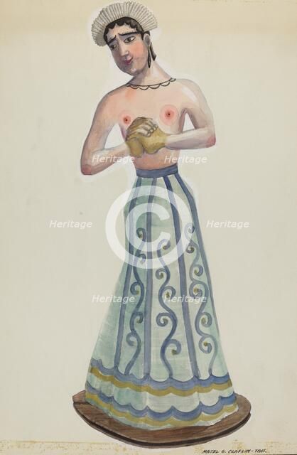 Santa (One of Eight Virgins) Front View, c. 1937. Creator: Majel G. Claflin.