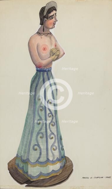 Santa (One of Eight Virgins) Side View, c. 1937. Creator: Majel G. Claflin.