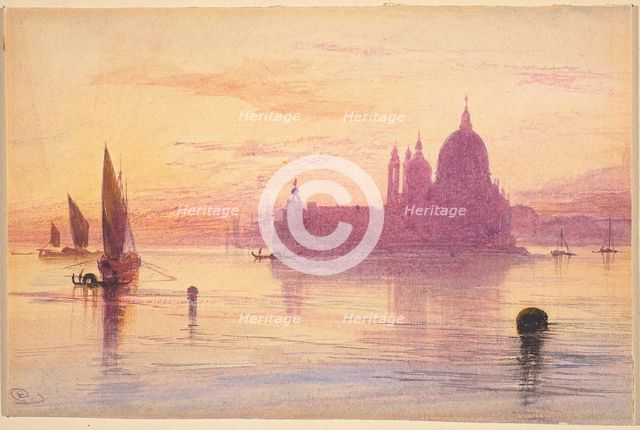 Santa Maria della Salute, Venice, at Sunset, 1865/1884. Creator: Edward Lear.