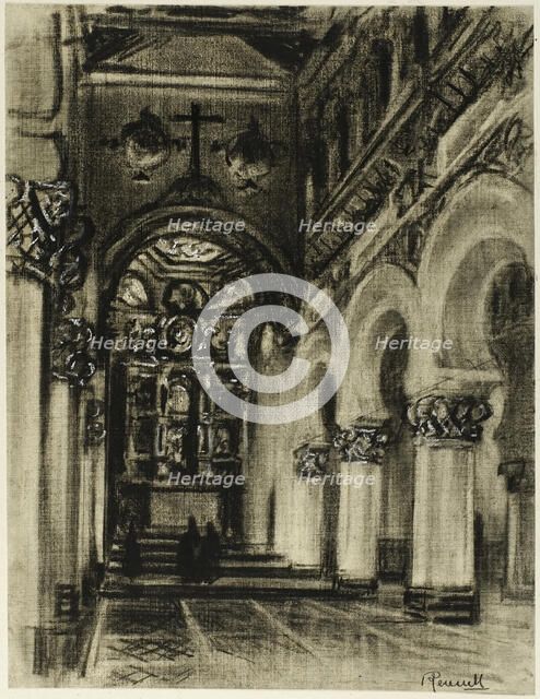 Santa Maria La Blanca, Toledo, c. 1903. Creator: Joseph J Pennell.