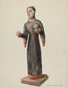 Santa Rita - (Bulto), c. 1938. Creator: Majel G. Claflin