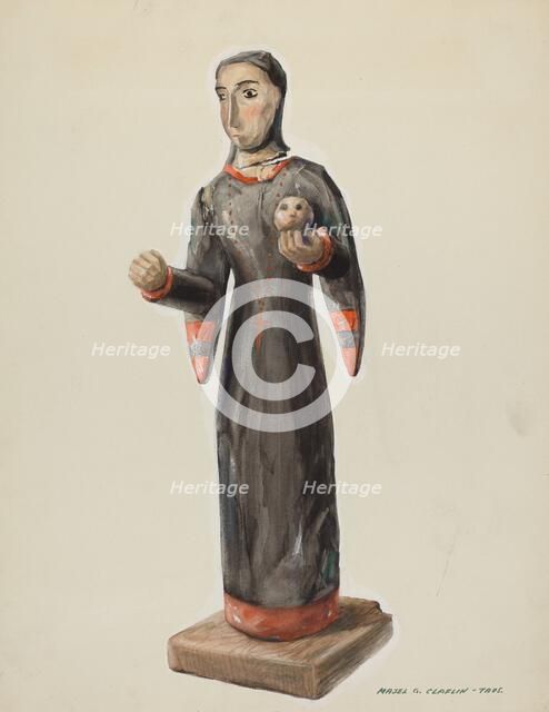 Santa Rita - (Bulto), c. 1938. Creator: Majel G. Claflin.