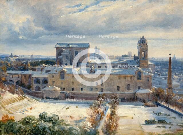 Santa Trinità dei Monti in the Snow, 1825/1830. Creator: André Giroux.