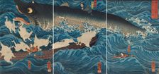 Sanuki no in kenzoku o shite Tametomo wo sukuu zu, 1851. Creator: Kuniyoshi, Utagawa (1797-1861)
