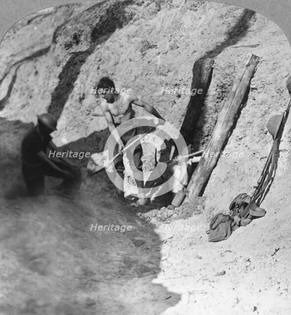 Sappers and miners at work, Ypres salient, Belgium, World War I, c1915-c1917. Artist: Realistic Travels Publishers