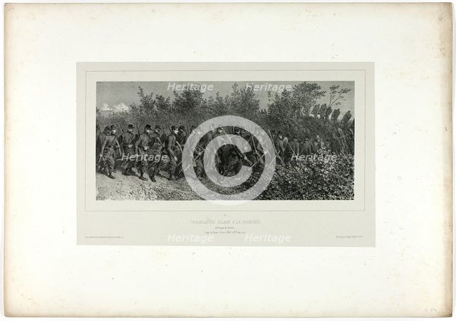 Sappers going to the trenches, from Souvenirs d’Italie: Expédition de Rome, 1854. Creator: Auguste Raffet.