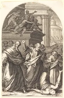 Sapphira Punished by Death, 1608/1611. Creator: Jacques Callot