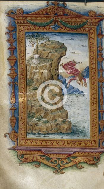 Sappho throwing herself into the sea (Illustration for The Heroides by Ovid), 1485-1499. Artist: Majorana, Cristoforo (active ca. 1480-1494)