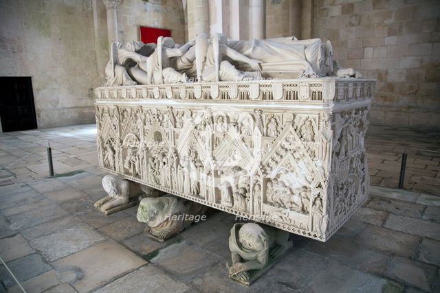 Sarcophagus of Ines de Castro, Monastery of Alcobaca, Alcobaca, Portugal, 2009.  Creator: Samuel Magal.