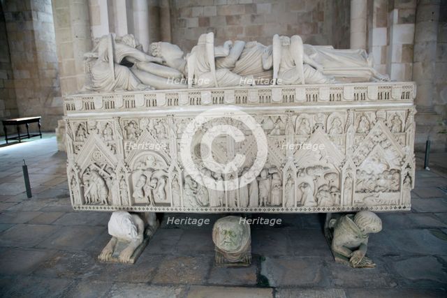 Sarcophagus of Ines de Castro, Monastery of Alcobaca, Alcobaca, Portugal, 2009.  Creator: Samuel Magal.
