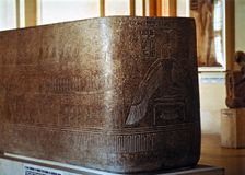 Sarcophagus of Ramses III with the image of goddess Isis and Nephthis, made in granite, from the …