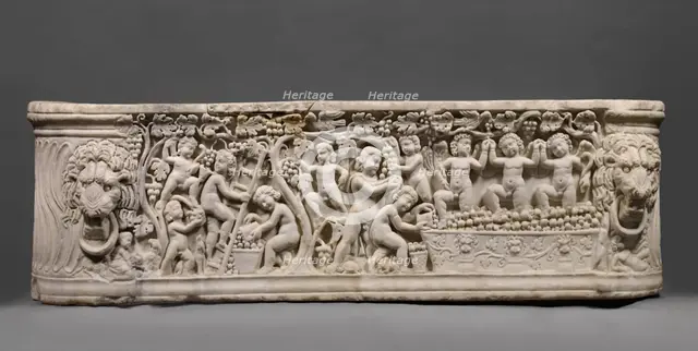 Sarcophagus representing a Dionysiac Vintage Festival, A.D. 290-300. Creator: Unknown.
