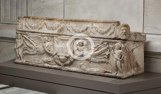 Sarcophagus with Winged Victories Holding Plaque, mid-2nd century . Creator: Unknown.