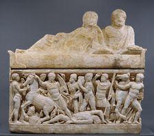Sarcophagus with lid and 4 unjoined fragments, A.D. 180-220. Creator: Unknown