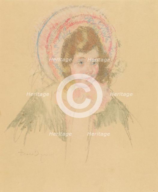 Sara Wearing a Bonnet and Coat, c. 1904/1906. Creator: Mary Cassatt.
