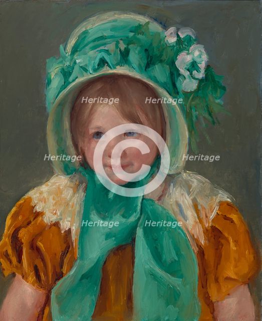 Sara in a Green Bonnet, ca. 1901. Creator: Mary Cassatt.