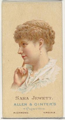 Sara Jewett, from World's Beauties, Series 2 (N27) for Allen & Ginter Cigarettes, 1888., 1888. Creator: Allen & Ginter