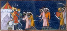 Saracens and crusaders, c1325-c1350. Creator: Unknown