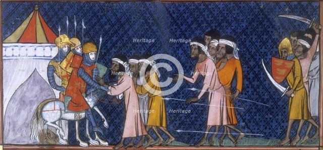 Saracens and crusaders, c1325-c1350.  Creator: Unknown.