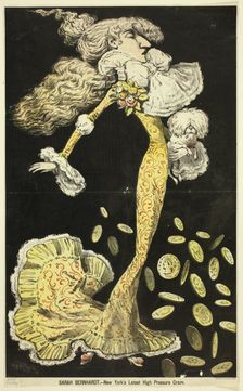 Sarah Bernhardt - New York's Latest High Pressure Craze; double-page spread..., 1880. Creator: Charles Kendrick
