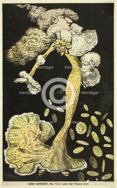 Sarah Bernhardt - New York's Latest High Pressure Craze; double-page spread..., 1880. Creator: Charles Kendrick.