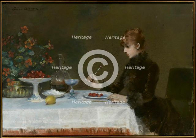 Sarah Bernhardt à table, 1885. Creator: Abbéma, Louise (1853-1927).