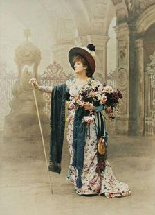 Sarah Bernhardt as Floria Tosca in Act I of Sardou's Tosca neg 1887; print and mount after 1889. Creator: Nadar