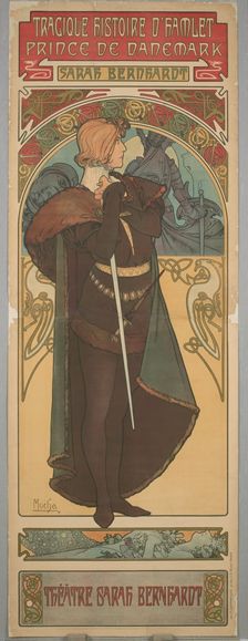 Sarah Bernhardt as Hamlet, 1899. Creator: Alphonse Mucha