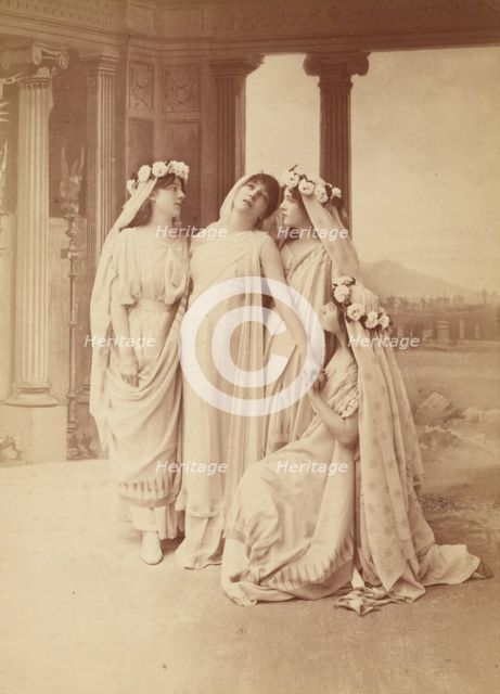 Sarah Bernhardt as Phedre in Racine's 'Phaedra', negative about 1874; print and mount 1880s. Creator: Nadar.