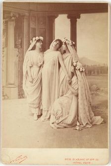 Sarah Bernhardt as Phedre in Racine's Phaedra negative about 1874; print and mount 1880s. Creator: Nadar