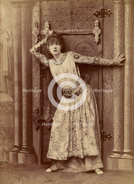 Sarah Bernhardt as the Empress Theodora in Sardou's 'Theodora', neg 1884; print and mount about 1889 Creator: Nadar.