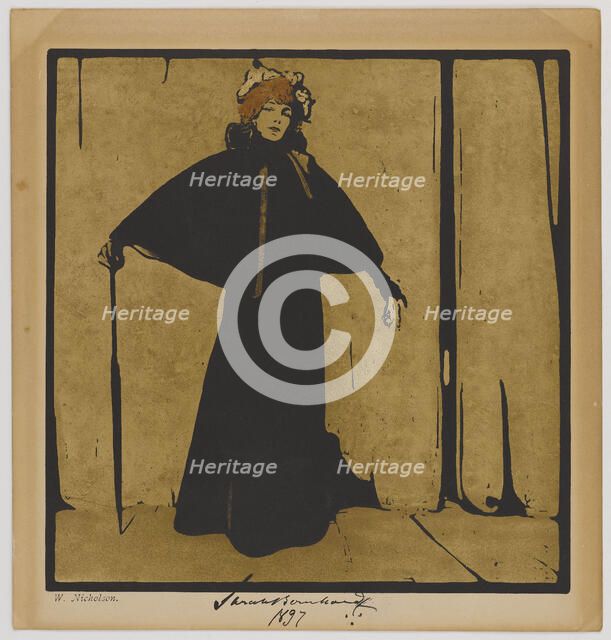 Sarah Bernhardt, ca 1897. Creator: Nicholson, Sir William (1872-1949).