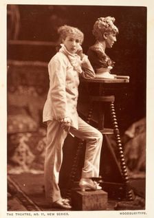 Sarah Bernhardt in her studio sculpting a self portrait, (late 19th century?). Creator: Unknown