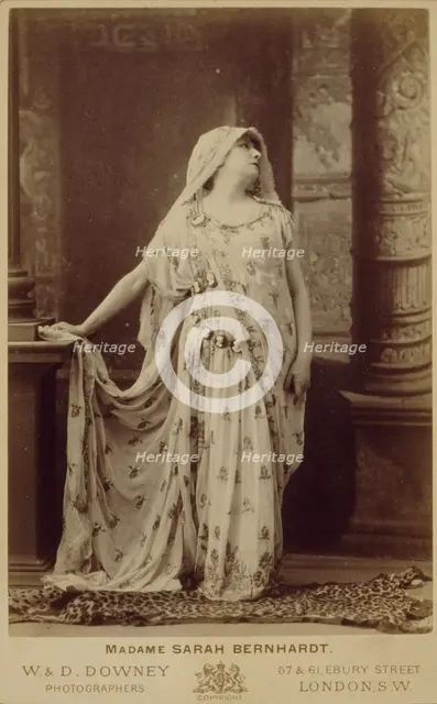 Sarah Bernhardt in the role of Racine's Phèdre, about 1874. Creator: W&D Downey.