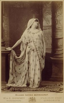 Sarah Bernhardt in the role of Racine's Phèdre, about 1874. Creator: W&D Downey