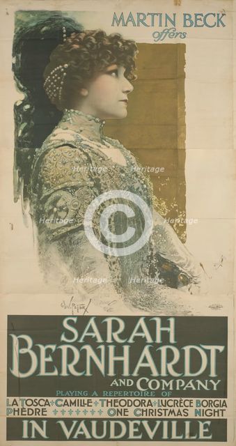 Sarah Bernhardt in Vaudeville,  1850 - 1950. Creator: Russell Morgan & Co.