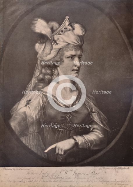 Sarah Siddons, Welsh actress, as Zara in William Congreve's play The Mourning Bride, c1783 (1894). Artist: John Raphael Smith.