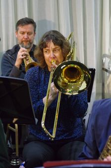 Sarah Williams, Stan Sulzmann’s Neon Orchestra, Watermill Jazz Club, Dorking, Surrey, Nov 2023. Creator: Brian O'Connor