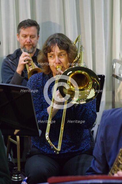 Sarah Williams, Stan Sulzmann’s Neon Orchestra, Watermill Jazz Club, Dorking, Surrey, Nov 2023. Creator: Brian O'Connor.