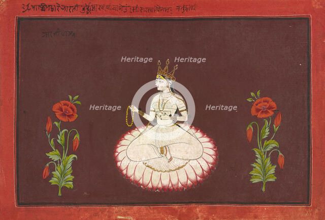 Saraswati, folio from a Goddess series, ca. 1680-1700. Creator: Wajid.