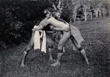 Sarawak: two Kayans wrestling, c1900. Creator: Unknown