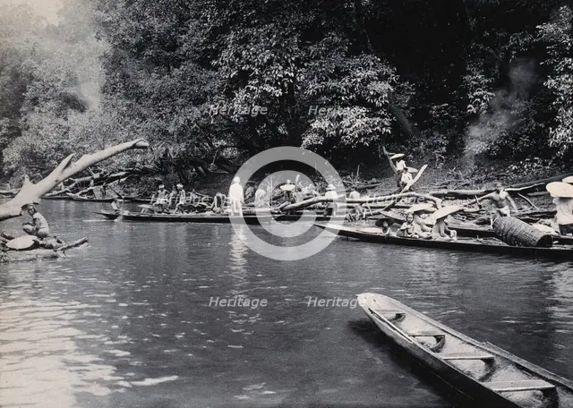 Sarawak: a Malaysian tribe fishing on the Baram River, c1900. Creator: Unknown.