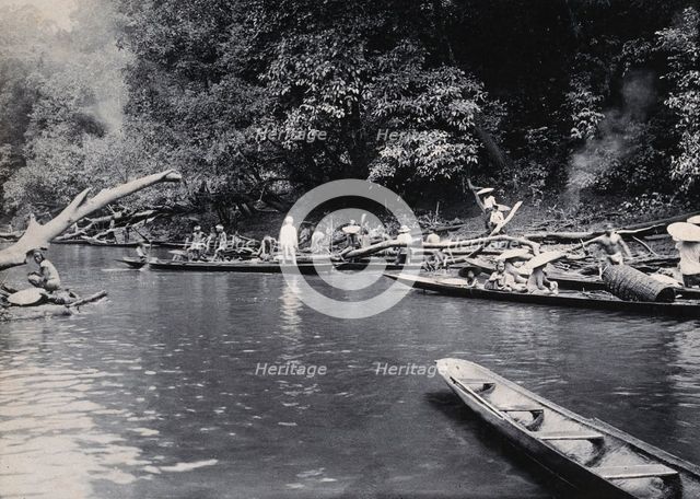 Sarawak: a Malaysian tribe fishing on the Baram River, c1900. Creator: Unknown.