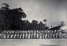 Sarawak: a line-up of armed Sarawak Rangers, c1900. Creator: Unknown