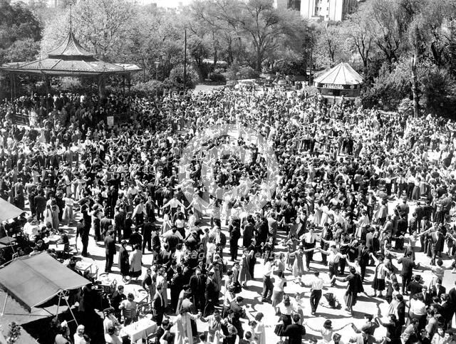 Sardana dancing, traditional dance of Catalonia, in the Ciutadella Park of Barcelona, photo from …