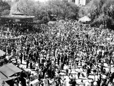 Sardana dancing, traditional dance of Catalonia, in the Ciutadella Park of Barcelona, photo from …