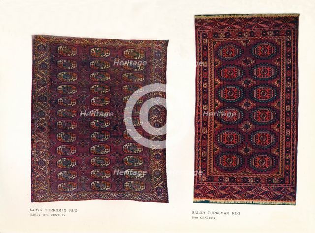 Saryk Turkoman rug, early 18th century and Salor Turkoman rug, 18th century. Artist: Unknown.