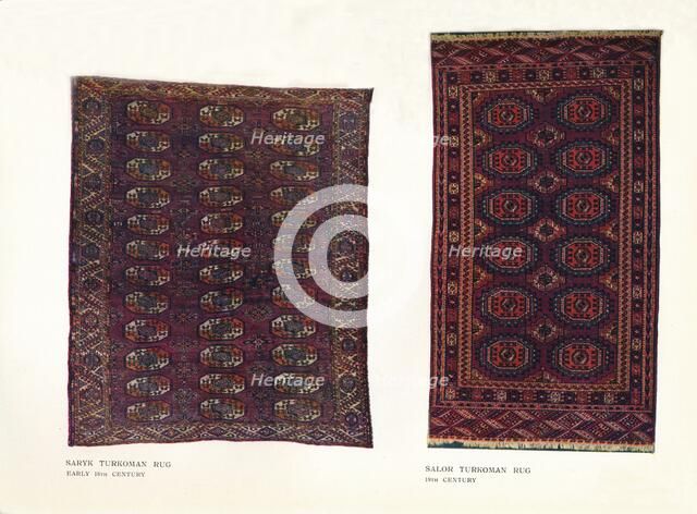 Saryk Turkoman rug, early 18th century and Salor Turkoman rug, 18th century. Artist: Unknown.
